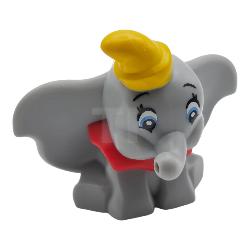 LEGO&reg; 6440880 - 103710pb01 - Elephant, Big Ears, Sitting with Molded Red Collar and Bottom Tube and Printed Yellow Hat, Medium Blue and White Eyes, Black Eyebrows and Eyelashes Pattern (Dumbo)
