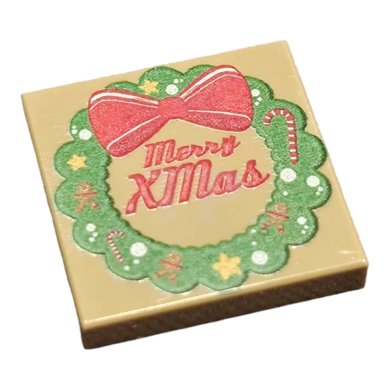 LEGO&reg;  - 3068BJB09 - Tile 2 x 2 Wreath Merry Xmas