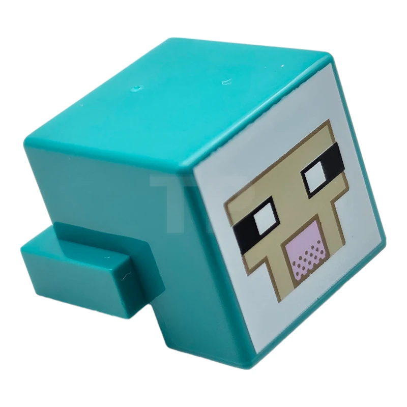 LEGO&reg; 6437907 - 19727pb002 - Plate, Modified 1 x 2 with Cube with Pixelated Face Pattern (Minecraft Sheep)