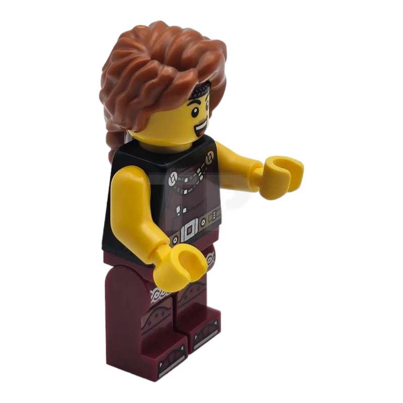LEGO&reg; idea167 Vikingsmid - Vrouw, donkerrode overall, donkerrode benen met bies, donkeroranje haar