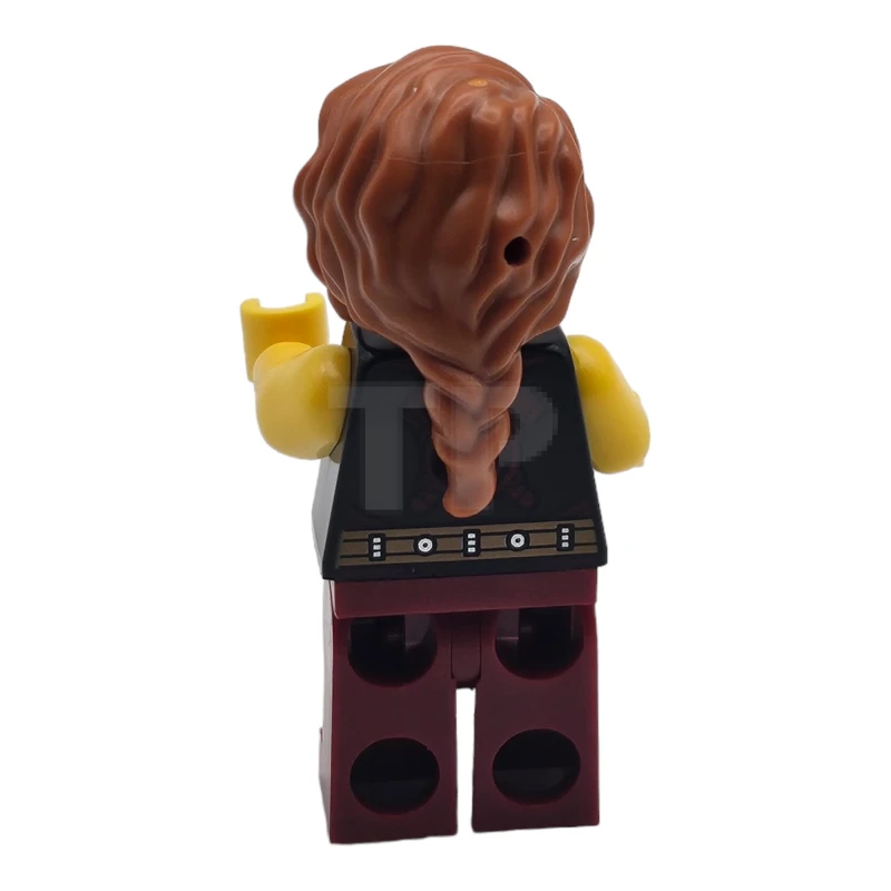 LEGO&reg; idea167 Vikingsmid - Vrouw, donkerrode overall, donkerrode benen met bies, donkeroranje haar