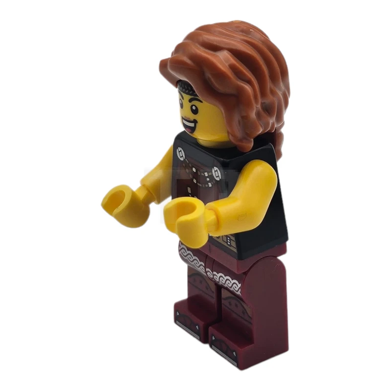 LEGO&reg; idea167 Vikingsmid - Vrouw, donkerrode overall, donkerrode benen met bies, donkeroranje haar