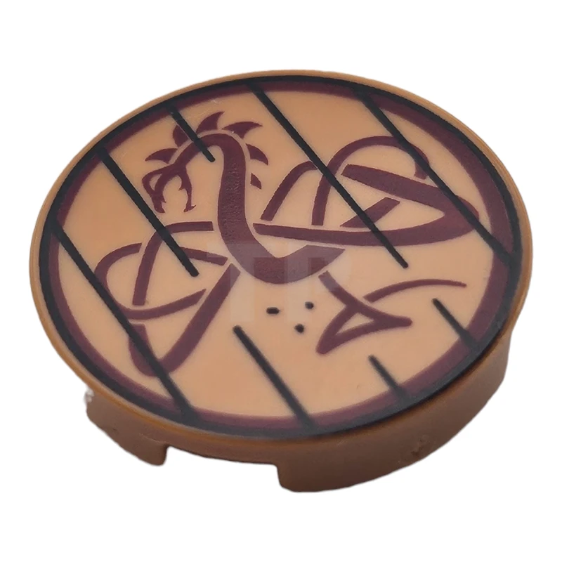 LEGO&reg; 6451322 - 14769pb640 - Tile 2 x 2 Round with Bottom O and Dragon Pattern