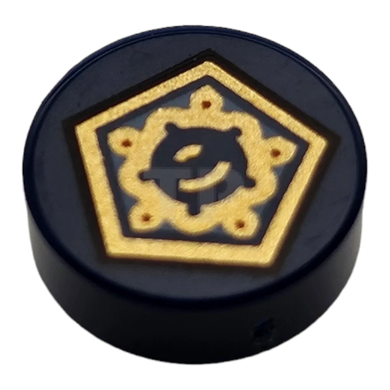 LEGO&reg; 6450979 - 98138pb379 - Tile 1 x 1 Round with Pentagon Pattern (Chocolate Frog Card)