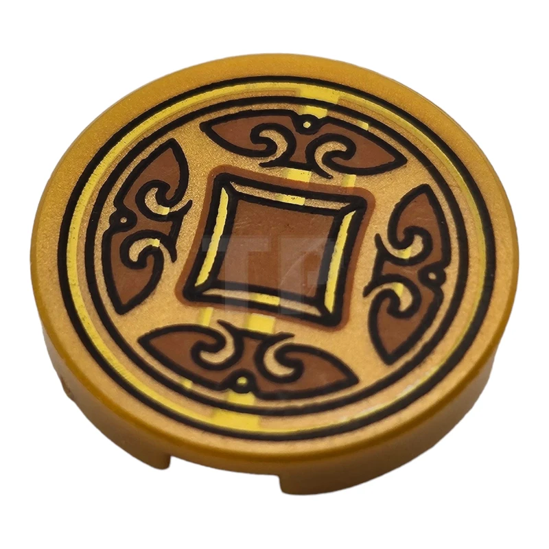 LEGO&reg; 6420446 - 14769pb572 - Tile 2 x 2 Round with Bottom O and Coin Pattern