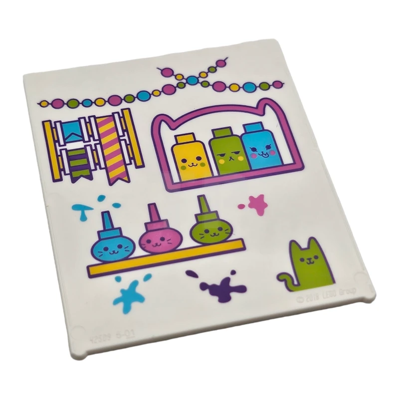 LEGO&reg; 6446142 - 42509pb07 - Glass for Window 1 x 6 x 6 with Garlands, Ribbons and Shelves with Bottles Pattern