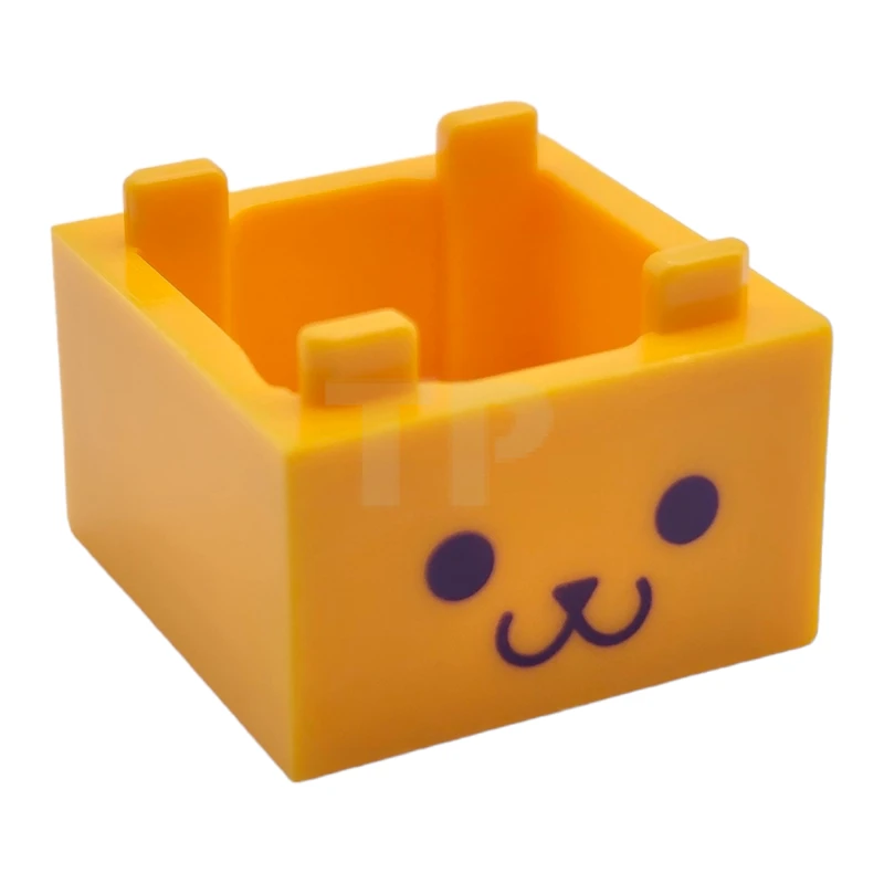 LEGO&reg; 2821pb02 - 6446144 - Container, Box 2 x 2 x 1 - Top Opening with Raised Inner Bottom with Dark Purple Cat Face Pattern