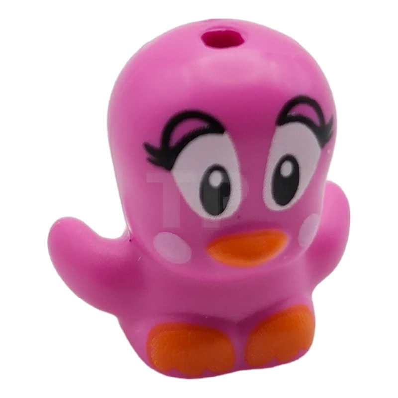 LEGO&reg; 6443198 - 3918pb01 - Bird, Chick with Open Wings with Large Black and White Eyes, Eyelids, Bright Pink Circles on Cheeks, Orange Beak and Feet Pattern (Sonic the Hedgehog Flicky)