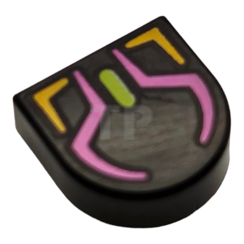 LEGO&reg; 6464459 - 24246pb049 - Tile, Round 1 x 1 Half Circle Extended with Dark Pink, Bright Light Orange, and Lime RGB Gaming Mouse Pattern