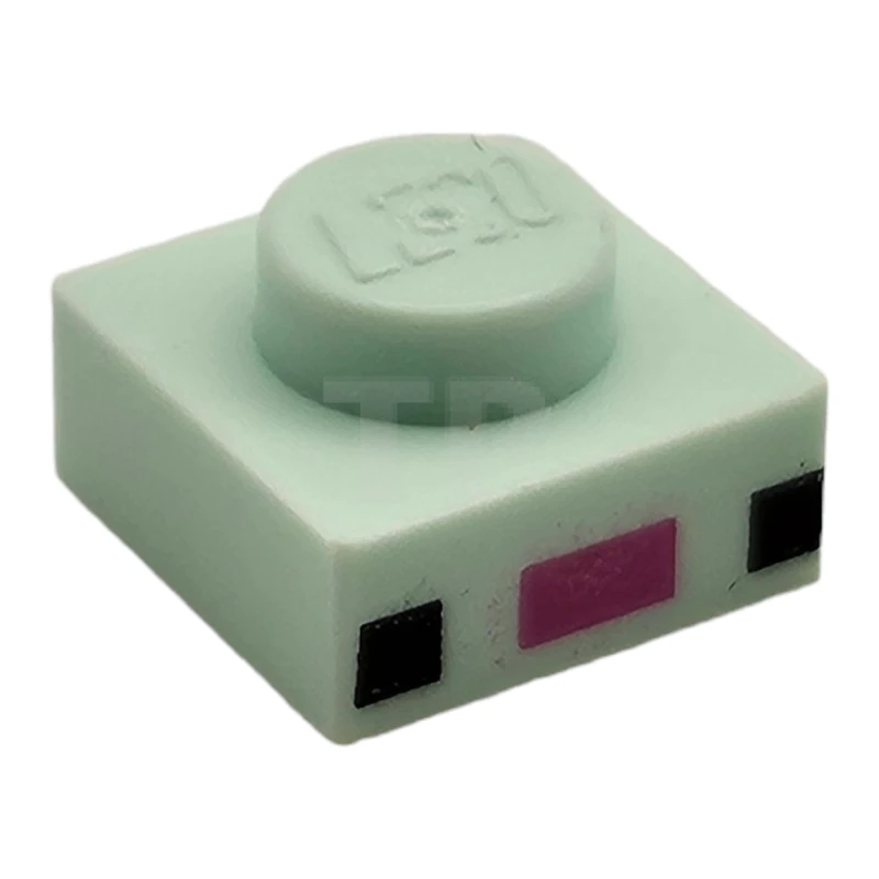 LEGO&reg; 3024pb024 - 6437900 - Plate 1 x 1 with 2 Black Squares and Dark Pink Rectangle Pattern (Minecraft Axolotl Face)