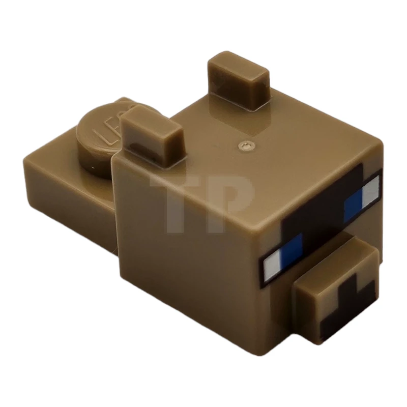LEGO&reg; 6468466 - 24008pb11 - Testa di creatura pixelata con orecchie, naso e viso con occhi blu, naso e viso marrone scuro (gatto Minecraft)
