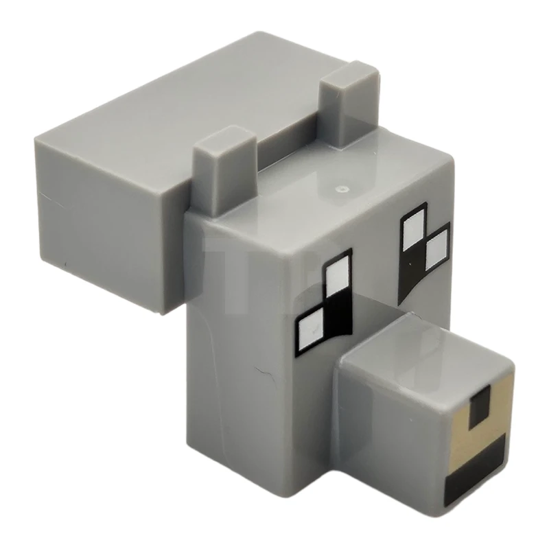 LEGO&reg; 6468467 - 20308pb04 - Creature Head Pixelated with Snout with Black and White Eyes Large, Tan Muzzle Pattern (Minecraft Tamed Wolf)