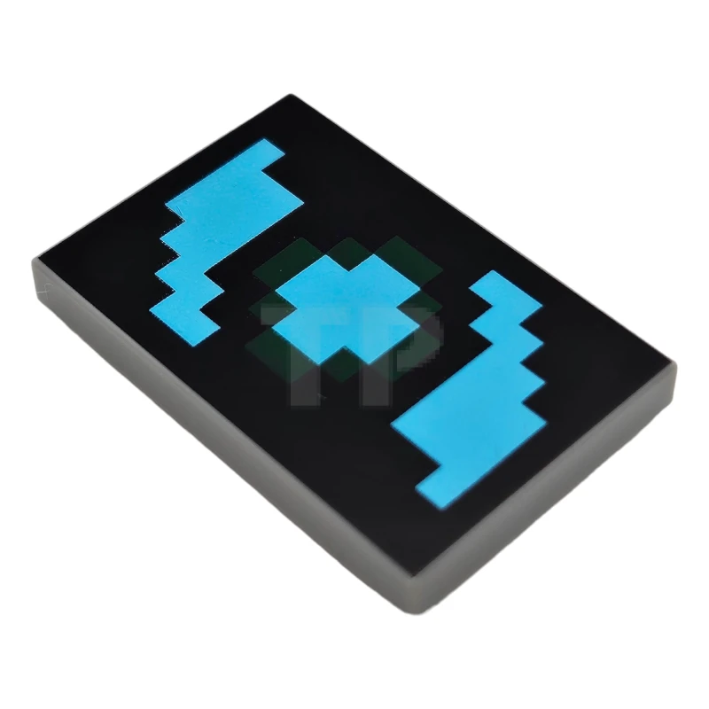 LEGO&reg; 6468461 - 26603pb374 - Carreau 2 x 3 avec motif tourbillonnant pixélisé (bouclier Minecraft).