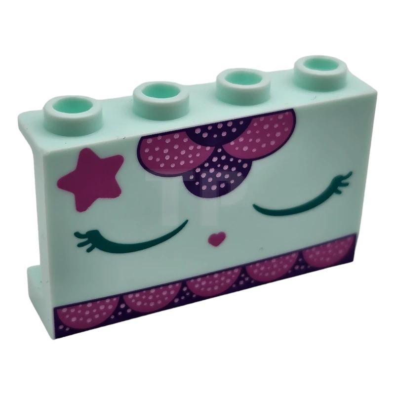 LEGO&reg; 6446129 - 14718pb065 - Panel 1 x 4 x 2 with Closed Eyes and Heart Nose Pattern