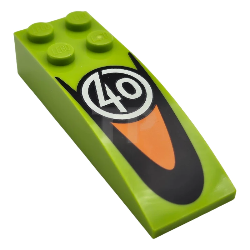 LEGO&reg; 44126pb059 - 6465527 - Slope, Curved 6 x 2 with White Number 40 in Circle and Black and Orange Panel Pattern