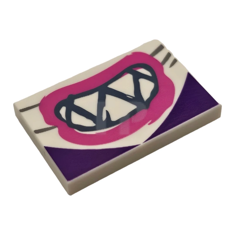 LEGO&reg; 6465221 - 26603pb287 - Piastrelle 2 x 3 con motivo della bocca con denti affilati (faccia inferiore di Super Mario Nabbit)