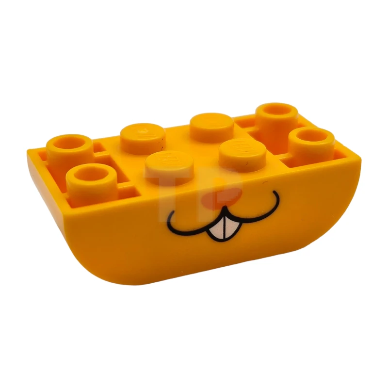 LEGO&reg; 5174pb01 - 6466826 - Slope, Curved 4 x 2 Inverted Double with Black Mouth, White Teeth and Orange Nose, Rabbit Lower Face Pattern