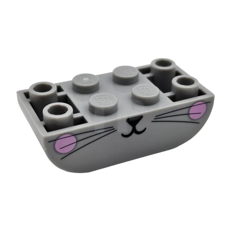 LEGO&reg; 5174pb04 - 6466822 - Slope, Curved 4 x 2 Inverted Double with Black Mouth, Nose and Whiskers and Bright Pink Cheeks, Cat Lower Face Pattern
