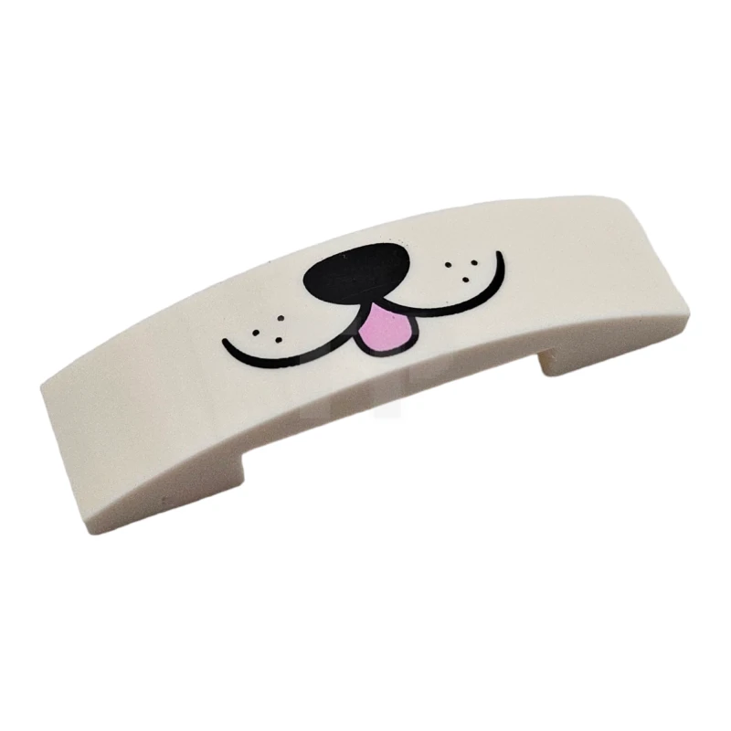 LEGO&reg; 93273pb212 - 6466827 - Slope, Curved 4 x 1 x 2/3 Double with Black Mouth and Nose and Bright Pink Tongue Pattern