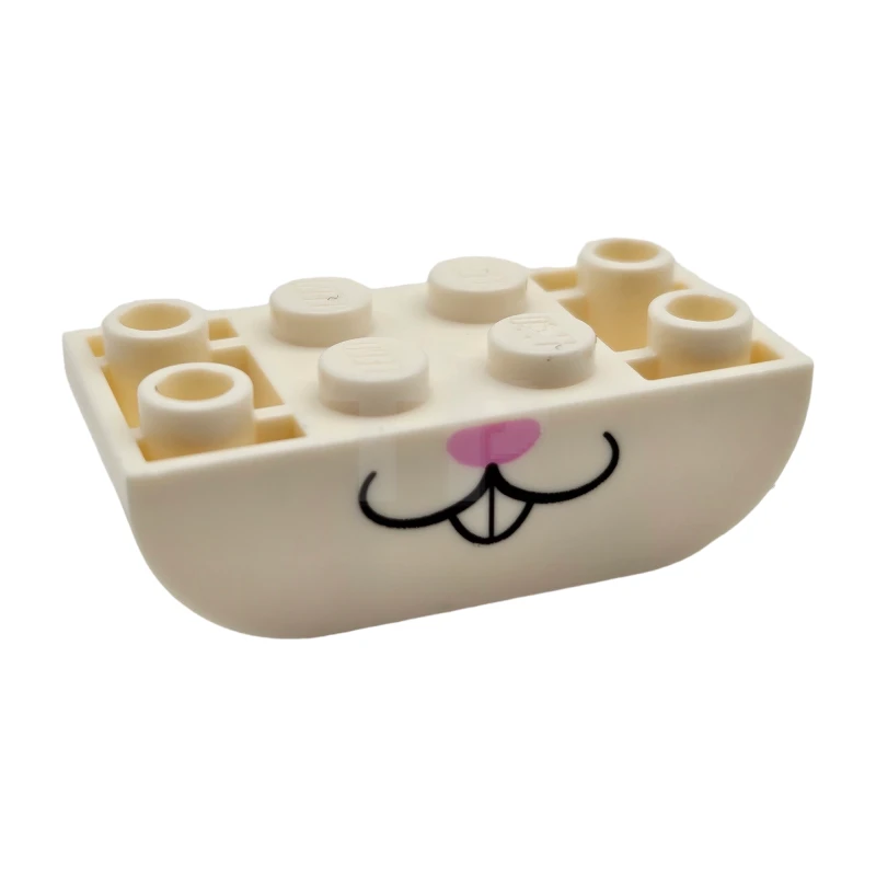 LEGO&reg; 6466825 - 5174pb03 - Slope, Curved 4 x 2 Inverted Double with Black Mouth, Teeth and Bright Pink Nose, Rabbit Lower Face Pattern