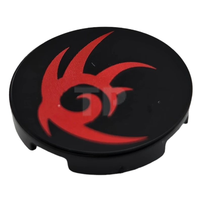 LEGO&reg; 6474295 - 14769pb658 - Tile 2 x 2 Round with Bottom O and Tribal Symbol Pattern (Shadow the Hedgehog)