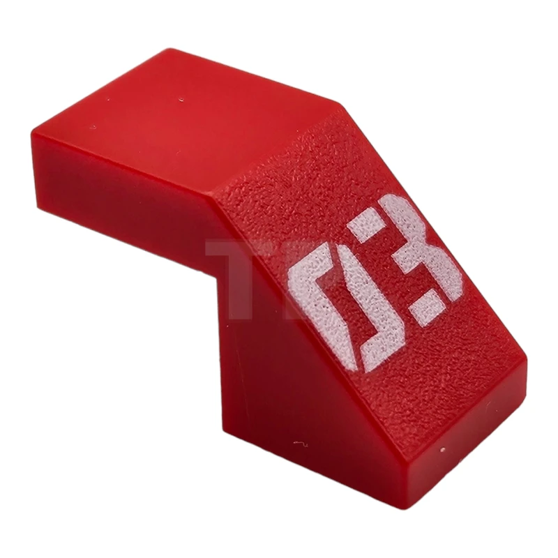 LEGO&reg; 6465530 - 28192pb010 - Pente 45 2 x 1 avec découpe sans studs avec motif blanc '03'.