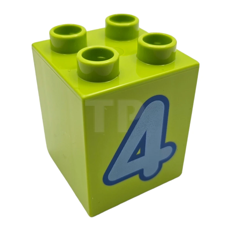 LEGO&reg; 6018429 - 31110pb076 - Duplo, Brick 2 x 2 x 2 with Number 4 Medium Blue Pattern