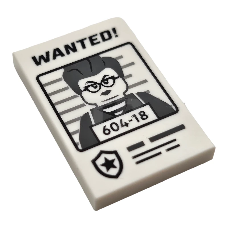 LEGO&reg; 6465458 - 26603pb395 - Tile 2 x 3 with 'WANTED!' Minifigure Mugshot Pattern