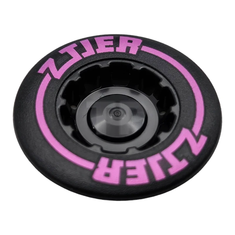 LEGO&reg; 6461949 - 49098pb03 - Wheel Cover 10 Spoke Recessed with Dark Pink 'Z TIER' and Circle Pattern