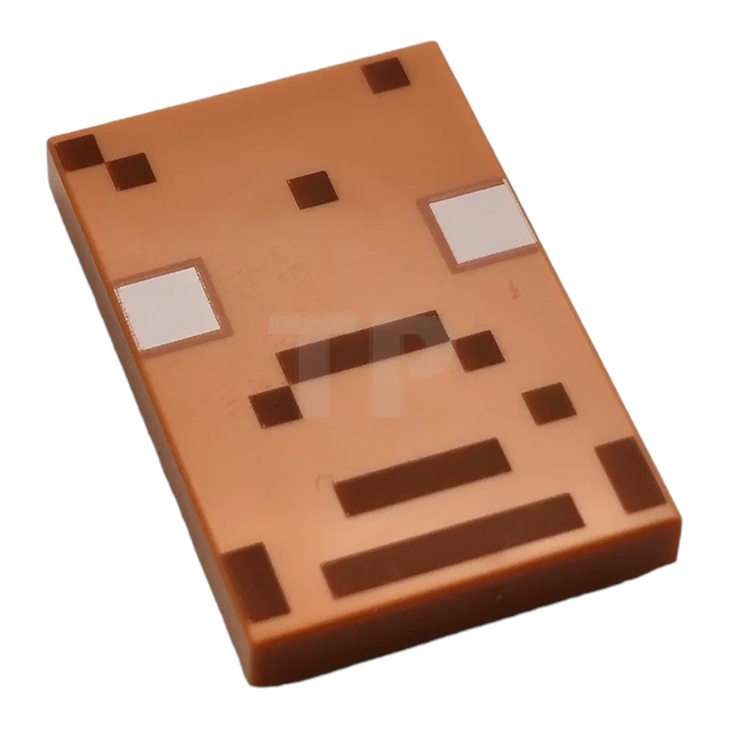 LEGO&reg; 6468477 - 26603pb384 - Baldosa 2 x 3 con dibujo de cara pixelada (Cara de Hoglin de Minecraft)