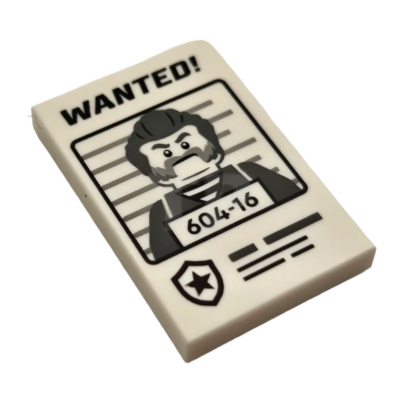LEGO&reg; 6465432 - 26603pb381 - Tile 2 x 3 with 'WANTED!' Minifigure Mugshot Pattern