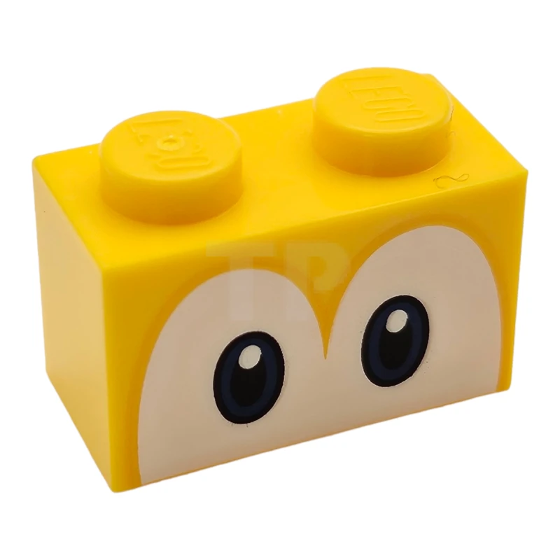 LEGO&reg; 6382136 - 3004pb206 - Brick 1 x 2 with Dark Blue and Black Eyes on White Background Pattern (Super Mario Yoshi)