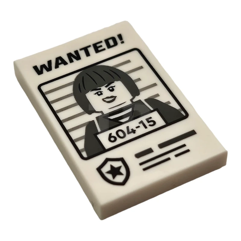 LEGO&reg; 6465425 - 26603pb389 - Tile 2 x 3 with 'WANTED!' Minifigure Mugshot Pattern