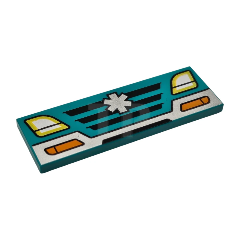 LEGO&reg; 6461955 - 69729pb097 - Tile 2 x 6 with Bumper and EMT Star of Life Pattern