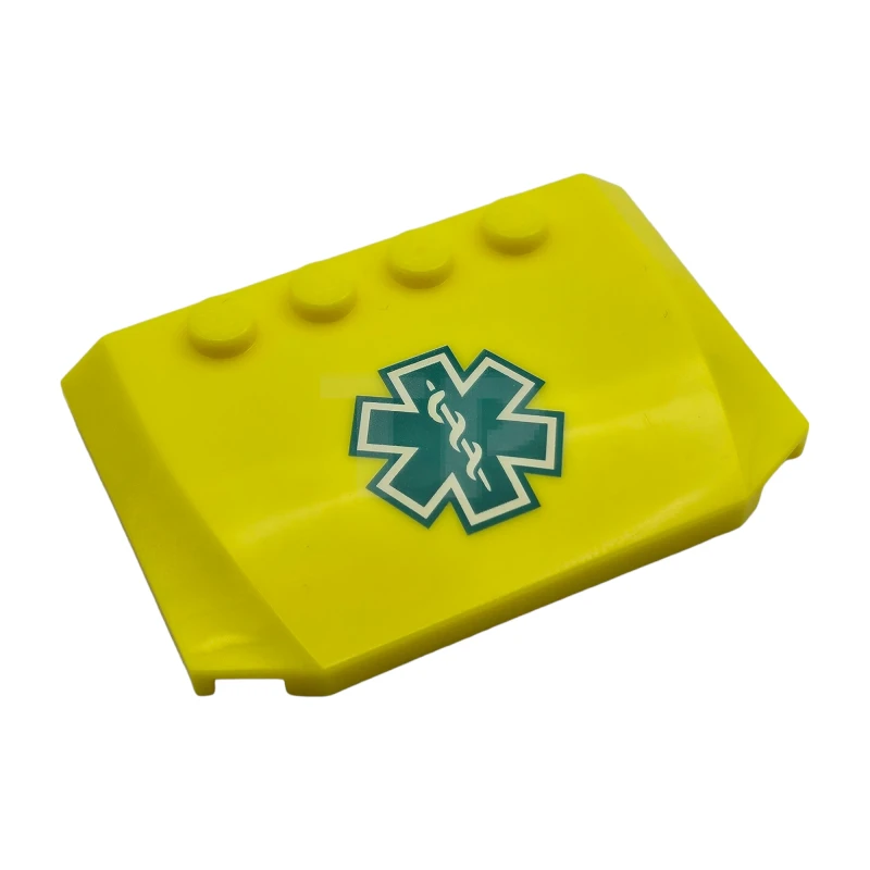 LEGO&reg; 6461956 - 52031pb191 - Wedge 4 x 6 x 2/3 Triple Curved with Dark Turquoise EMT Star of Life Pattern