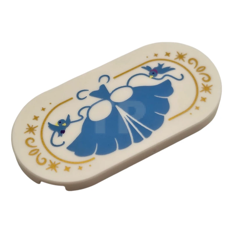 LEGO&reg; 66857pb058 - 6471802 - Tile 2 x 4 Oval with Ball Gown, Birds, and Ribbons Pattern