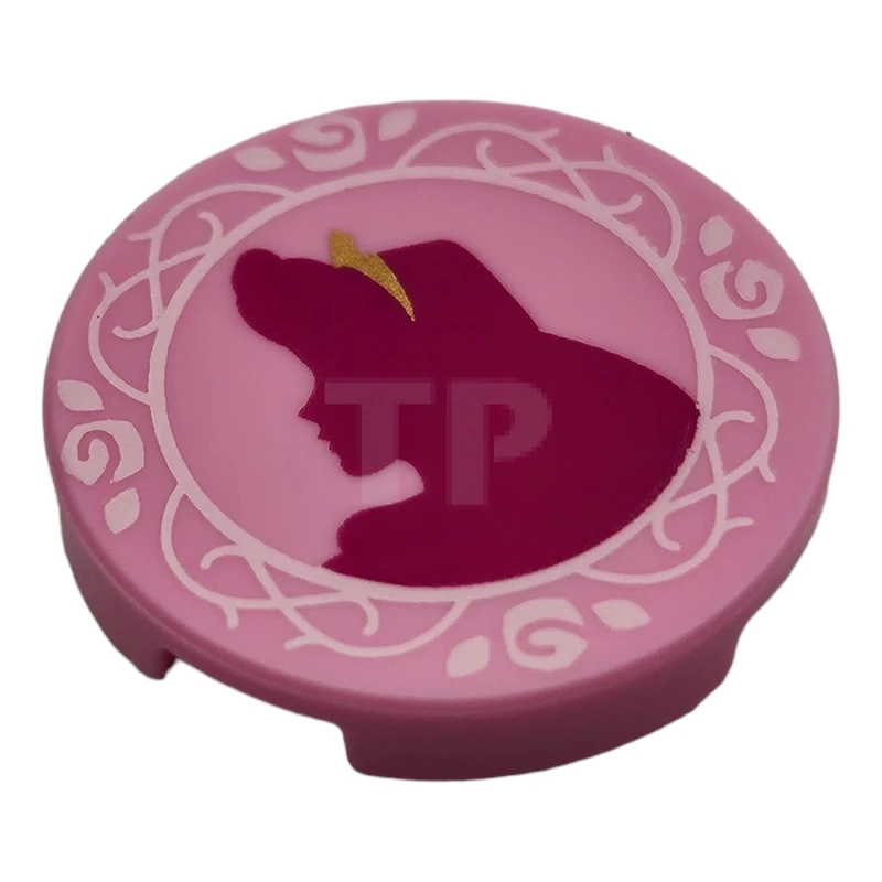 LEGO&reg; 6471793 - 14769pb652 - Tile 2 x 2 Round with Bottom O and Aurora Silhouette Pattern