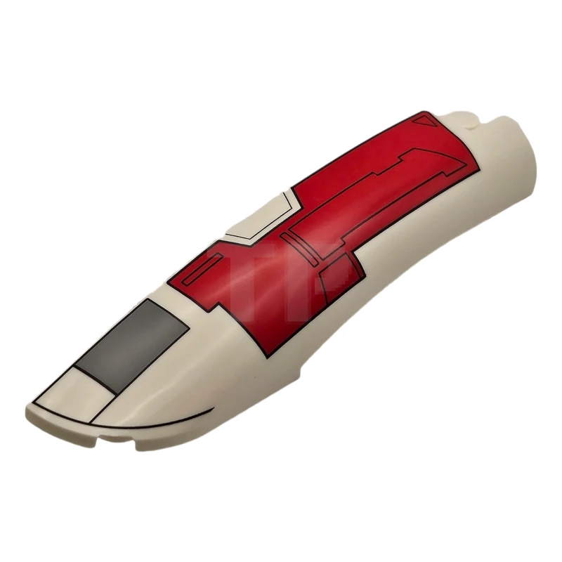 LEGO&reg; 6469471 - 77180pb02 - Wedge 10 x 2 x 2 Left with SW The Crimson Firehawk Red and Light Bluish Gray Hull Plates with Black Outlines Pattern