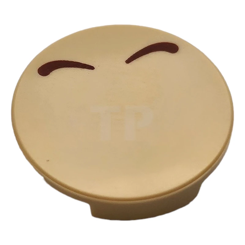 LEGO&reg; 6310515 - 14769pb347 - Tile, Round 2 x 2 with Bottom Stud Holder with 2 Reddish Brown Curved Lines Pattern (Super Mario Bowser Nostrils)