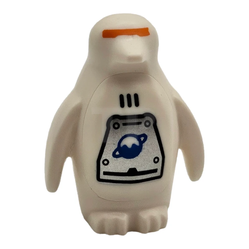 LEGO&reg; 6478634 - 26076pb03 - Penguin with Flippers and Stud on Back with Orange Visor, Black Vents and Rivets, Silver Panel with Blue and White Ice Planet Logo Pattern