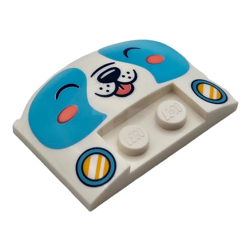 LEGO&reg; 6478250 - 93604pb21 - Plate with Curvature 3 x 4 x 2/3 with Puppy Face and Car Headlights Pattern