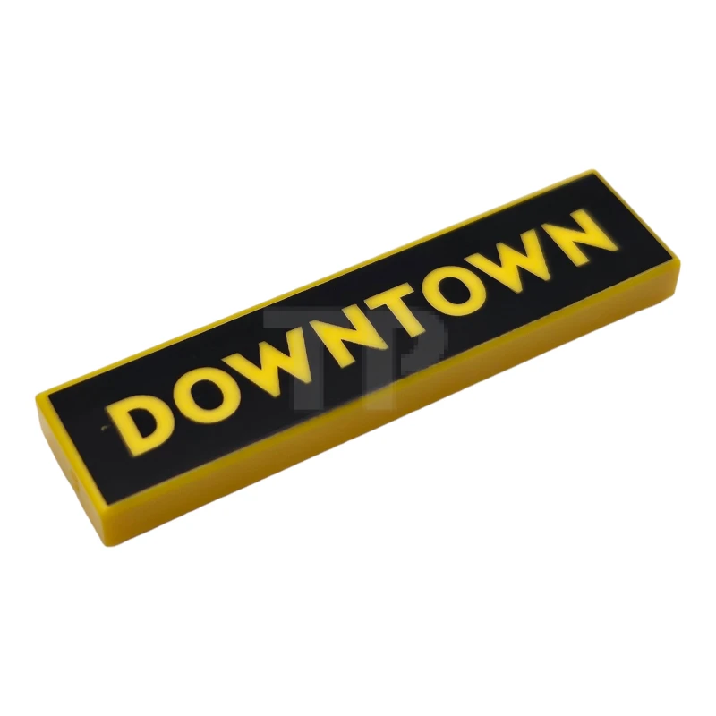 LEGO&reg; 6495155 - 2431pb877 - Tile 1 x 4 with 'DOWNTOWN' on Black Background Pattern