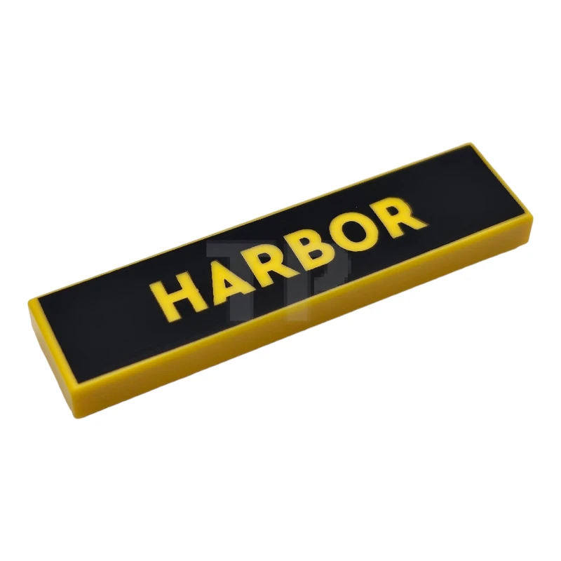 LEGO&reg; 6495160 - 2431pb874 - Tile 1 x 4 with 'HARBOR' on Black Background Pattern