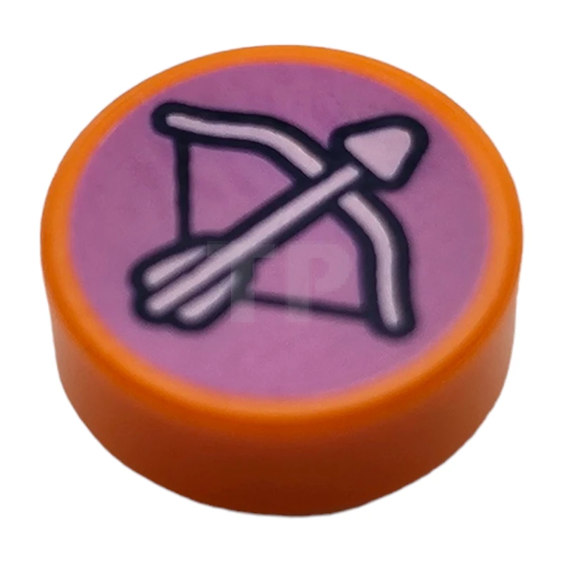 LEGO&reg; 6482998 - 98138pb412 - Tile 1 x 1 Round with Bow and Arrow Pattern