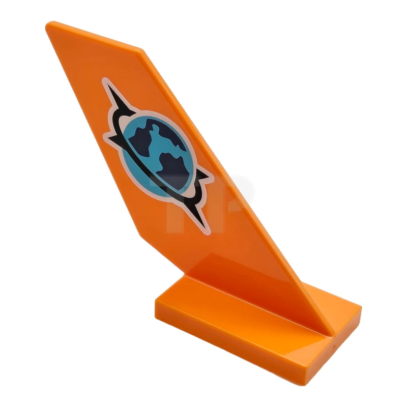 LEGO&reg; 6239pb115 - 6486381 - Tail Shuttle with Medium Azure and Dark Blue Globe with Black Spiked Ring (Jungle Explorer Logo) Pattern