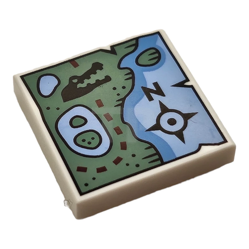 LEGO&reg; 6480843 - 3068pb2390 - Tile 2 x 2 with Map of Coastline and Compass Rose Pattern