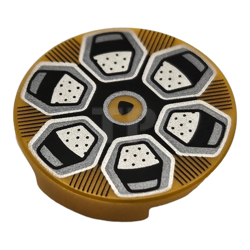 LEGO&reg; 6472269 - 14769pb694 - Tile 2 x 2 Round with Bottom O and Lamborghini Wheel Rim Pattern