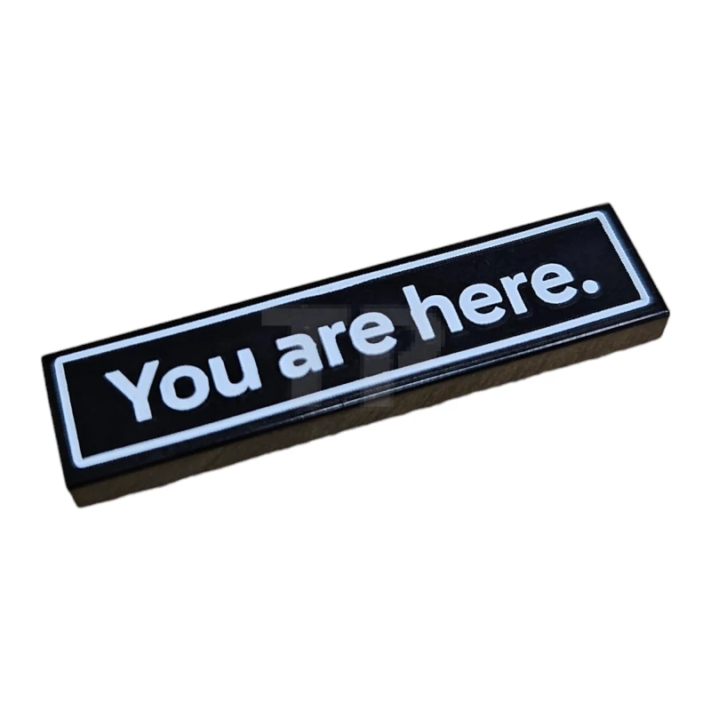 LEGO&reg; 6465966 - 2431pb873 - Tile 1 x 4 with White 'You are here.' and Border Pattern