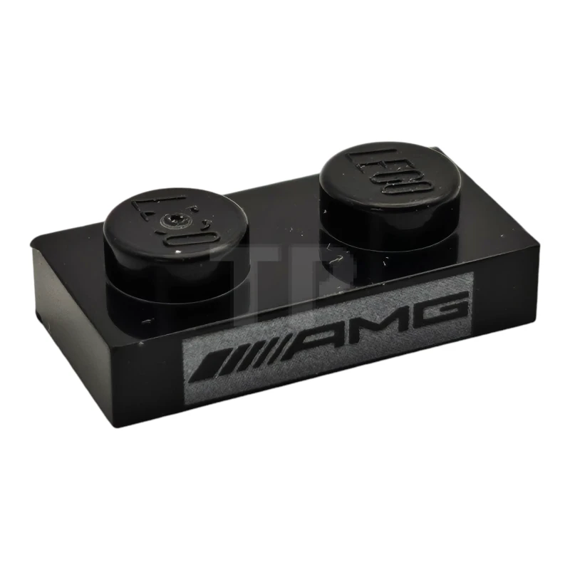 LEGO&reg; 6472294 - 3023pb09 - Plate 1 x 2 with AMG Logo on Silver Background Pattern