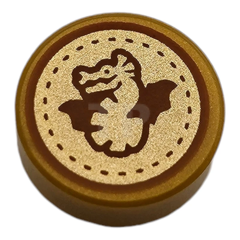 LEGO&reg; 6445157 - 98138pb380 - Tile 1 x 1 Round with Dragon in Circle Pattern (Unum Galleon)